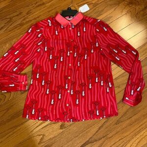ESQUALO SIZE MEDIUM (36) Red lipstick blouse.